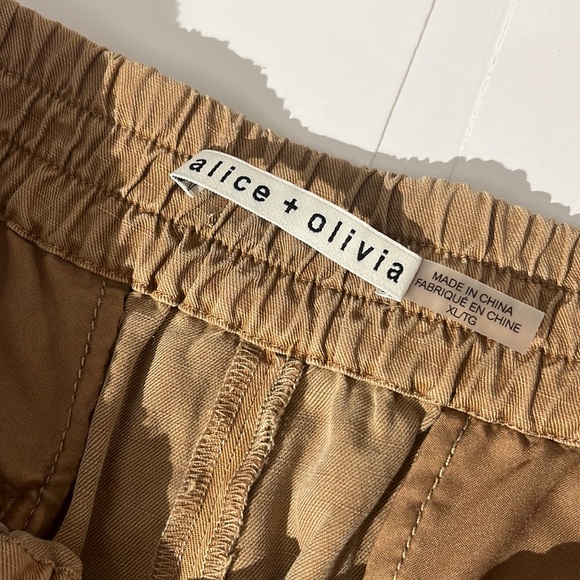 Alice + Olivia Camel Cargo Shorts sz XL linen blend summer casual tan brown - Picture 2 of 6